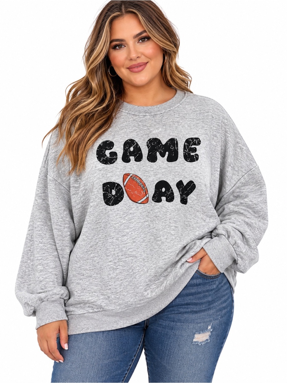 Game Day Football Gray Oversized Sweatshirt 2XL 2XL NWOT